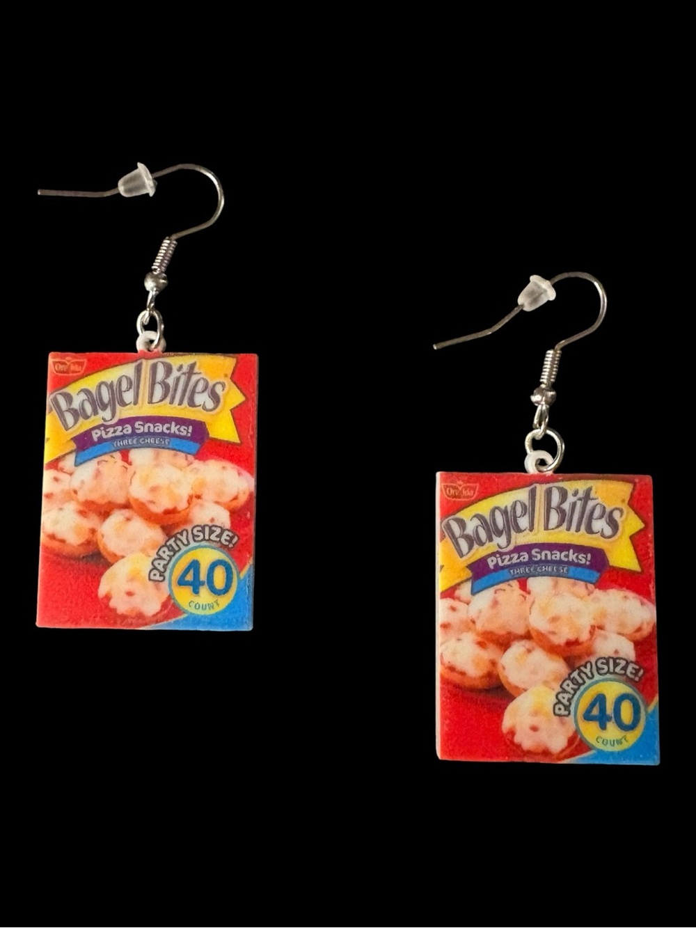 Bagel Bites 🍕 Printed Drop Earrings - Make a delicious statement 🤪  🤤 - Picture 6 of 8